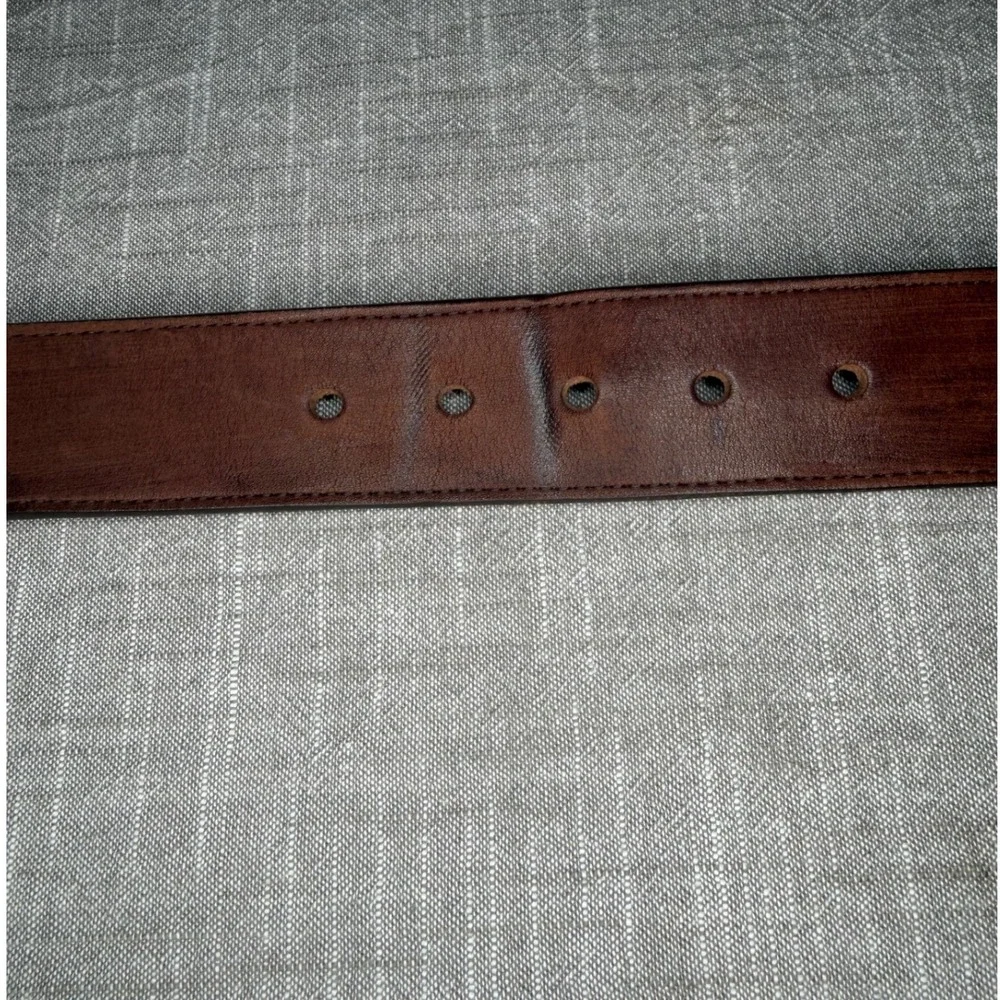 Justin Bent Rail Mens Brown Leather Belt 40 Western Made in USA Silver Buckle